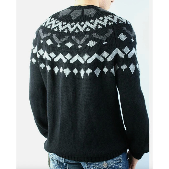 Armani Exchange A|X Mens Fair Isle Sweater Cable Knit Crew Neck heavyweight XXL - Picture 11 of 11